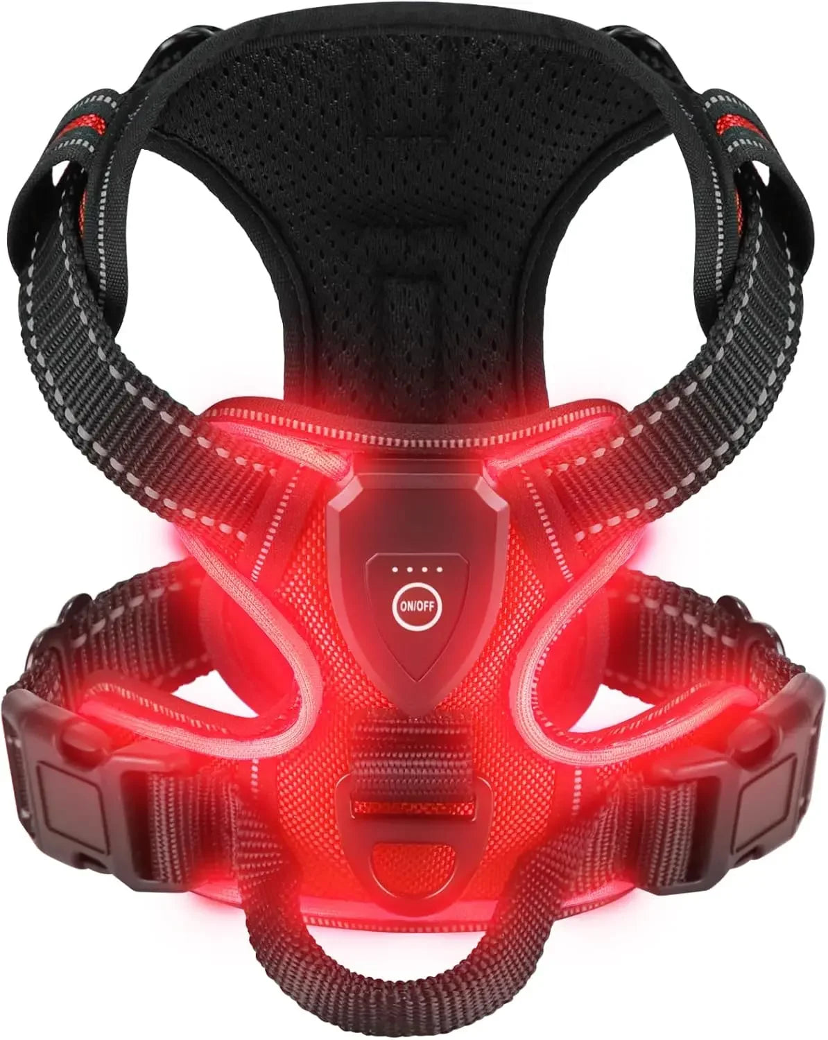 Harnais LED Sécurité Nuit pour Chien — Rechargeable, Anti-Traction, 3 Modes