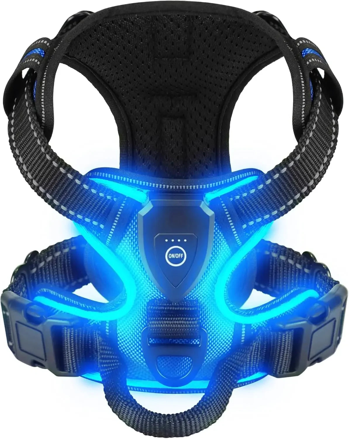 Harnais LED Sécurité Nuit pour Chien — Rechargeable, Anti-Traction, 3 Modes